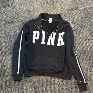Victoria's Secret PINK Long Sleeve Black Zippered Sweatshirt